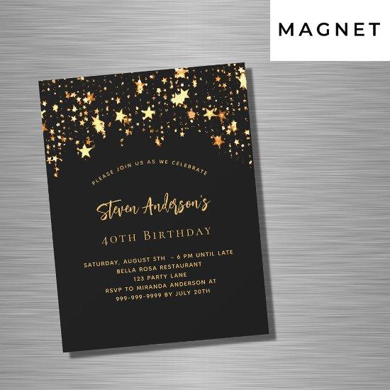 Birthday black gold stars elegant party magnetic