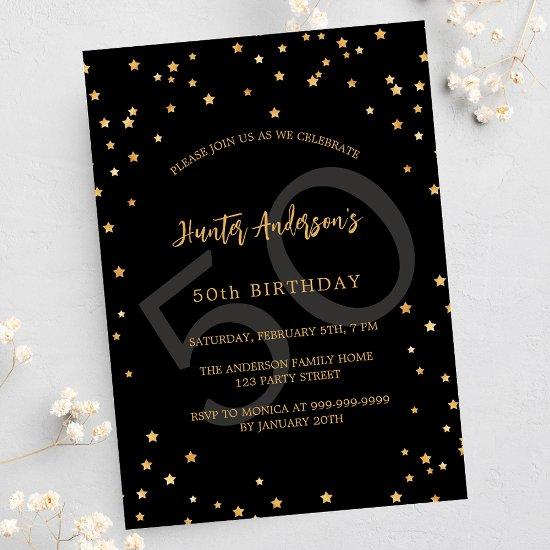 Birthday black gold stars number luxury