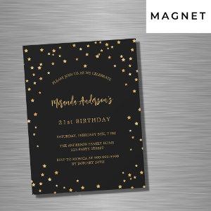 Birthday black gold stars party luxury magnetic