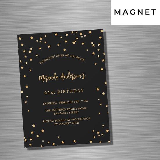 Birthday black gold stars party luxury magnetic