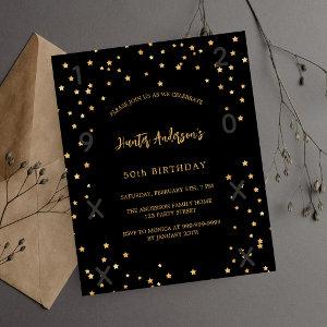 Birthday black gold stars years budget
