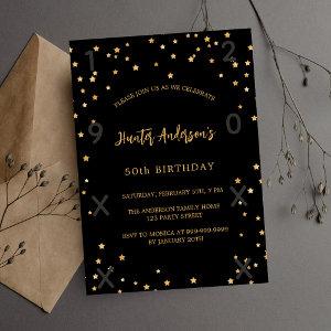Birthday black gold stars years  postcard