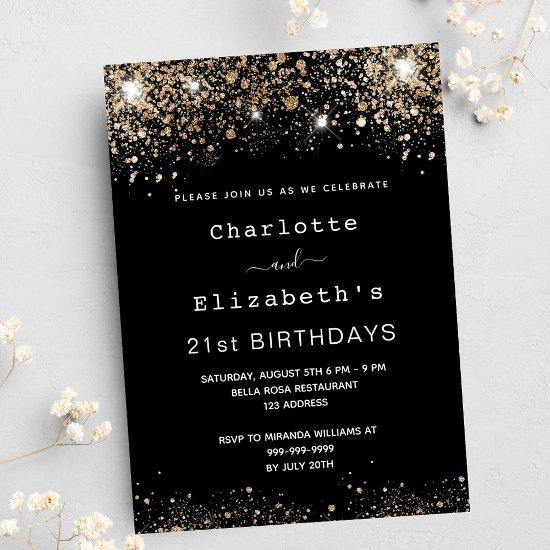 Birthday black gold two persons friends luxury