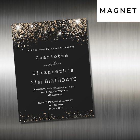 Birthday black gold two persons friends luxury magnetic