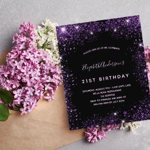 Birthday black purple glitter budget  flyer