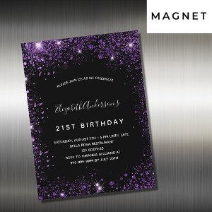 Birthday black purple glitter  magnet