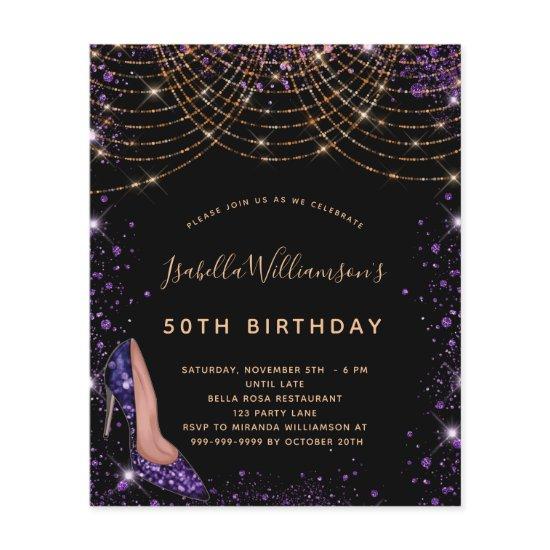 Birthday black purple glitter shoe
