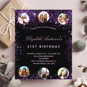 Birthday black purple photo budget  flyer
