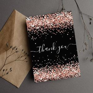 Birthday black rose gold glitter dust thank you