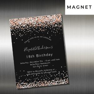 Birthday black rose gold glitter luxury party magnetic