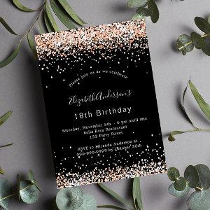 Birthday black rose gold party  postcard