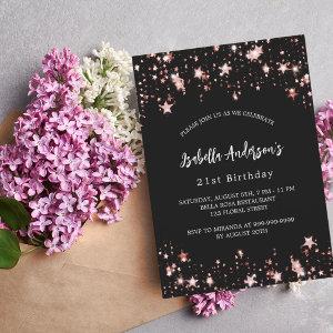 Birthday black rose gold stars