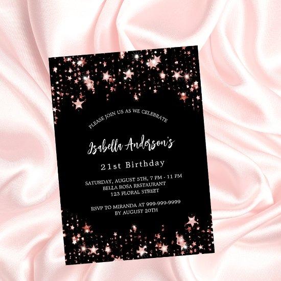 Birthday black rose gold stars luxury