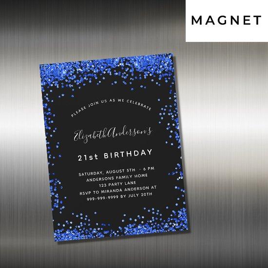 Birthday black royal blue  magnet