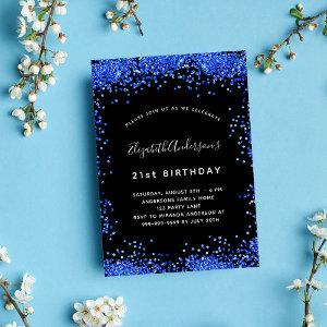 Birthday black royal blue sparkles party