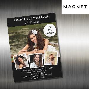 Birthday black white photo collage luxury magnetic