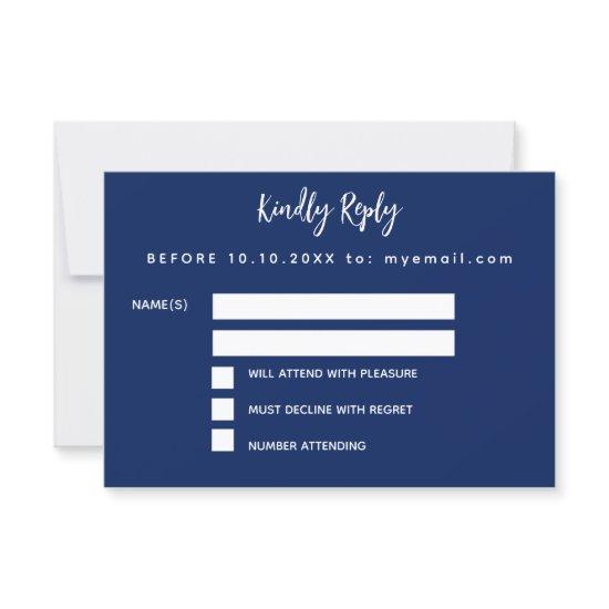 Birthday blue white confetti party RSVP card