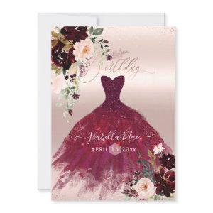Birthday Blush Burgundy Watercolor Flowers
