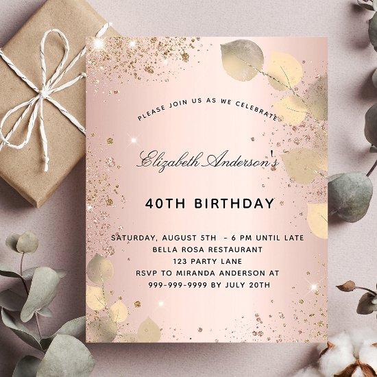 Birthday blush eucalyptus gold budget  flyer