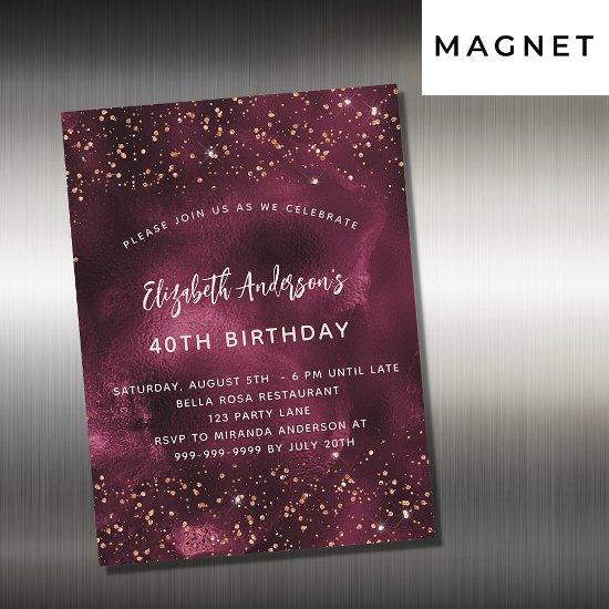 Birthday burgundy agate rose gold luxury magnetic