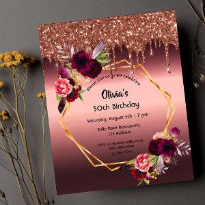 Birthday burgundy flower glitter budget