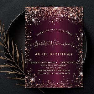 Birthday burgundy rose gold sparkles