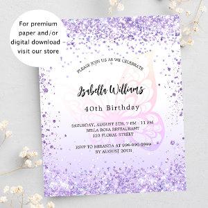 Birthday butterfly violet budget  flyer