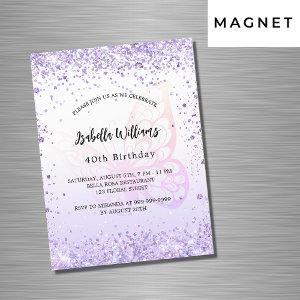 Birthday butterfly violet lavender script luxury magnetic