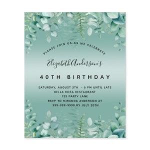Birthday eucalyptus greenery budget  flyer