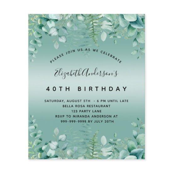Birthday eucalyptus greenery budget  flyer