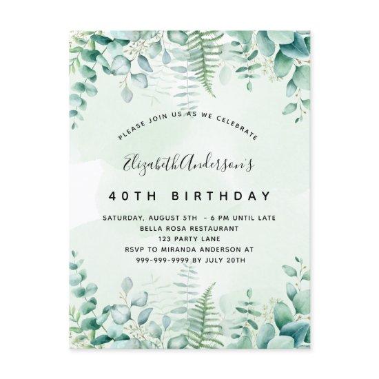 Birthday eucalyptus greenery woodland  postcard