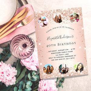 Birthday glitter rose gold blush photo collage