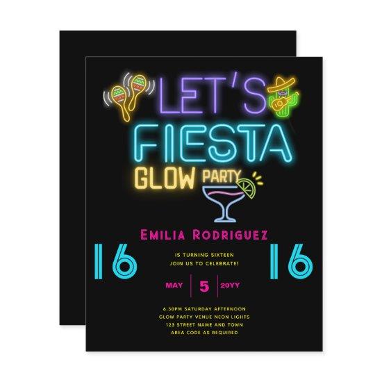 BIRTHDAY Glow Party Invitación Fiesta de Neón