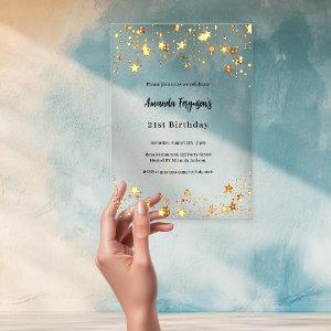 Birthday gold stars clear acrylic