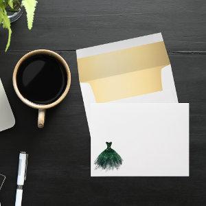 Birthday green dress return address envelope