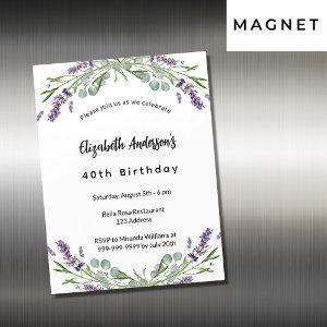 Birthday lavender florals eucalyptus greenery magnetic