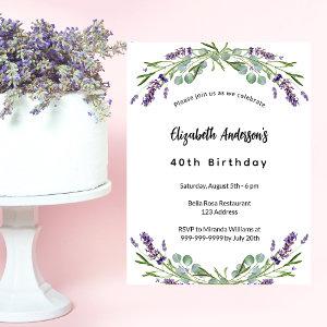 Birthday lavender florals eucalyptus luxury