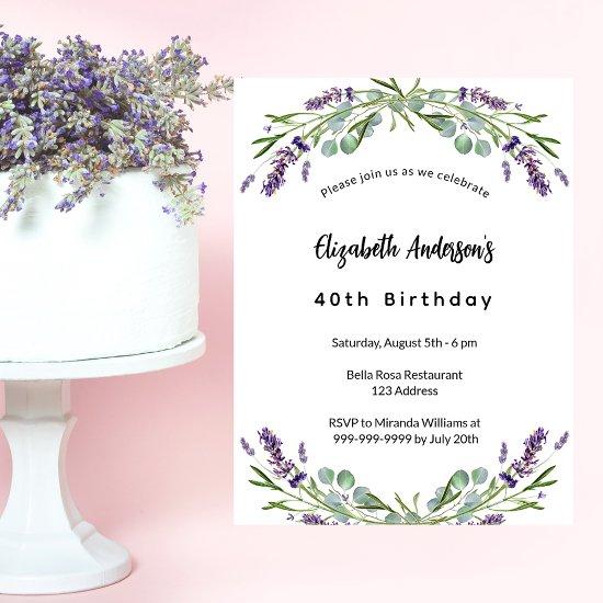 Birthday lavender florals eucalyptus luxury