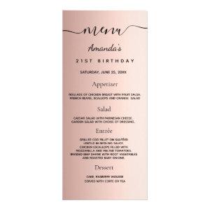 Birthday Menu rose gold photo fun facts