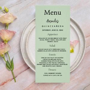 Birthday Menu sage green photo fun facts
