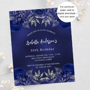 Birthday navy blue flowers budget  flyer