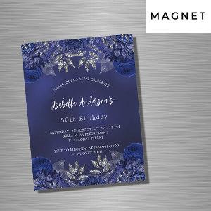 Birthday navy blue flowers elegant luxury magnetic