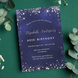 Birthday navy blue gold glitter luxury