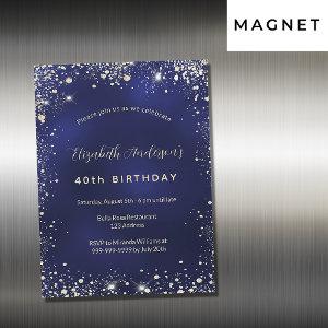 Birthday navy blue gold glitter luxury magnetic