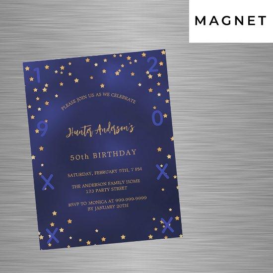 Birthday navy blue gold stars birth year luxury magnetic