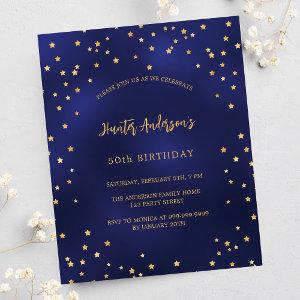 Birthday navy blue gold stars budget  flyer