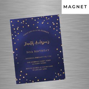 Birthday navy blue gold stars party luxury magnetic
