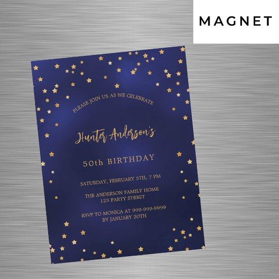 Birthday navy blue gold stars party luxury magnetic