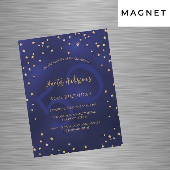 Birthday navy blue gold stars party number luxury magnetic