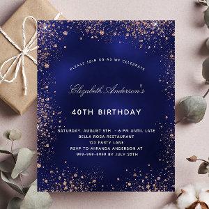 Birthday navy blue rose gold budget  flyer